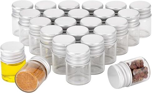 Kesell 24PCS 5ml Clear Glass Vials with Aluminium Cap Mini Glass Bottles with Caps for Storage, Sample Vials in Kuwait