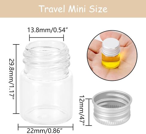 Kesell 24PCS 5ml Clear Glass Vials with Aluminium Cap Mini Glass Bottles with Caps for Storage, Sample Vials in Kuwait