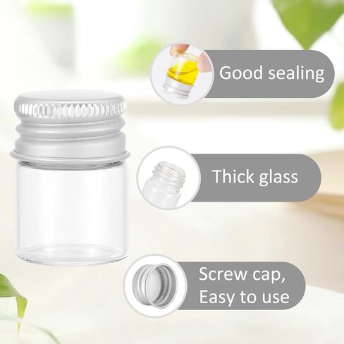 Kesell 24PCS 5ml Clear Glass Vials with Aluminium Cap Mini Glass Bottles with Caps for Storage, Sample Vials in Kuwait