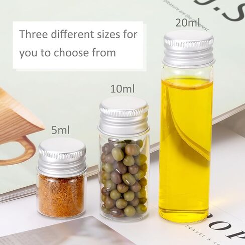Kesell 24PCS 5ml Clear Glass Vials with Aluminium Cap Mini Glass Bottles with Caps for Storage, Sample Vials in Kuwait