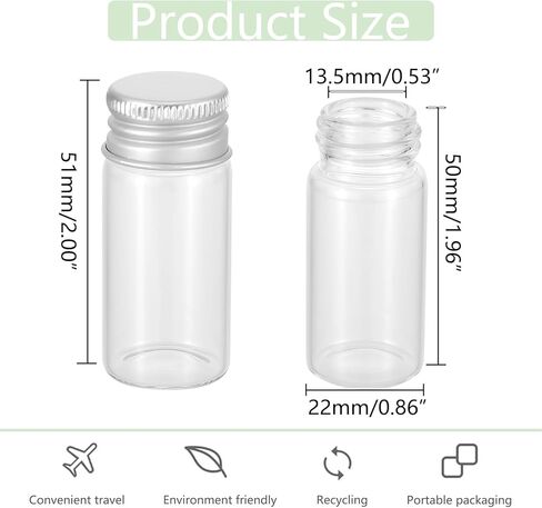 Kesell 24PCS 5ml Clear Glass Vials with Aluminium Cap Mini Glass Bottles with Caps for Storage, Sample Vials in Kuwait