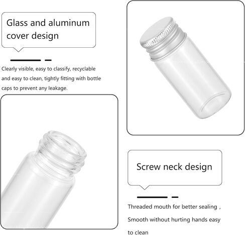 Kesell 24PCS 5ml Clear Glass Vials with Aluminium Cap Mini Glass Bottles with Caps for Storage, Sample Vials in Kuwait