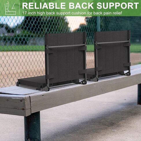 Ebeneze Stadium Seat for Bleachers with Back Support and Cushion, Portable Folding Chairs, Padded Wide Seating, Adjustable Reclining Backrest for Outdoor Sports Events, Concerts and Kayaking, 2 Pack in Saudi Arabia