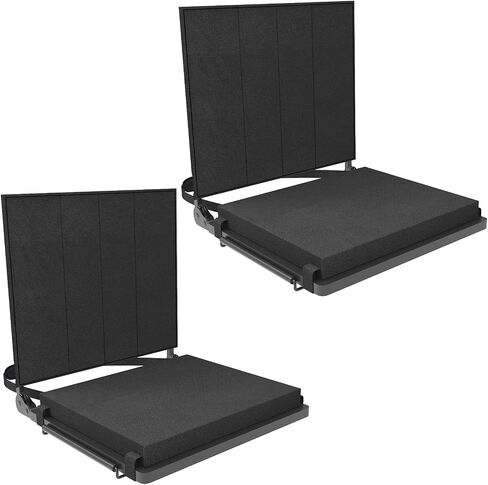 Ebeneze Stadium Seat for Bleachers with Back Support and Cushion, Portable Folding Chairs, Padded Wide Seating, Adjustable Reclining Backrest for Outdoor Sports Events, Concerts and Kayaking, 2 Pack in Saudi Arabia