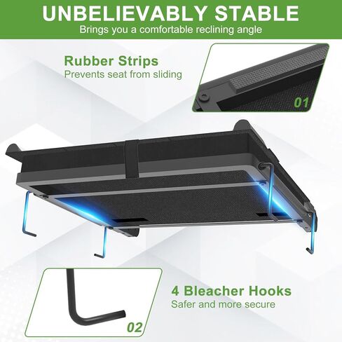 Ebeneze Stadium Seat for Bleachers with Back Support and Cushion, Portable Folding Chairs, Padded Wide Seating, Adjustable Reclining Backrest for Outdoor Sports Events, Concerts and Kayaking, 2 Pack in Saudi Arabia
