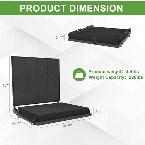 Ebeneze Stadium Seat for Bleachers with Back Support and Cushion, Portable Folding Chairs, Padded Wide Seating, Adjustable Reclining Backrest for Outdoor Sports Events, Concerts and Kayaking, 2 Pack in Saudi Arabia