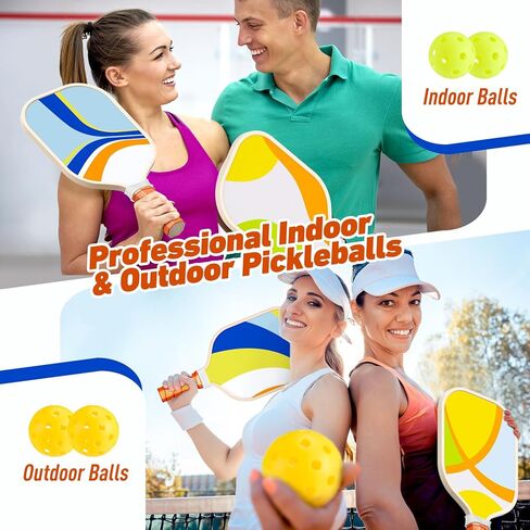 مجموعة مجاديف كرة المخلل، مجموعة كرات مخلل سطحية مصنوعة من الألياف الزجاجية معتمدة من الولايات المتحدة الأمريكية، مكونة من 2/4 مع 4 كرات مخلل 2/4 مناشف تبريد وحقيبة واحدة مضارب كرة مخلل للمبتدئين مجاذيف كرة مخلل للنساء والرجال والشباب in Kuwait