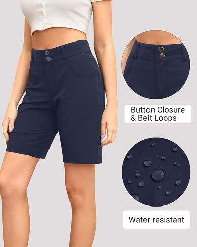 Holipick Women's 10" Hiking Cargo Shorts Athletic Golf Long Shorts with Pockets Summer Quick Dry Outdoor in Saudi Arabia
