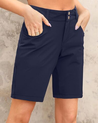 Holipick Women's 10" Hiking Cargo Shorts Athletic Golf Long Shorts with Pockets Summer Quick Dry Outdoor in Saudi Arabia