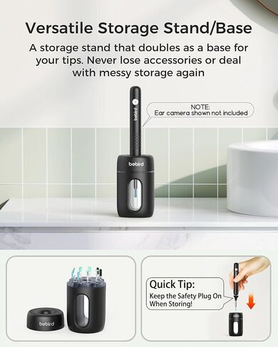 Bebird Replacement Tips - 2-in-1 Ear Camera Base and Storage Case for 9 Ear Wax Removal Tips & 1 Safety Plug to Prevent Over-Insertion - Compatible with R1/C3/R3/X1/X3/W3 and Other Brand Models in Saudi Arabia