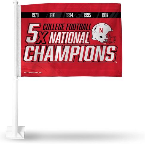 علم سيارة Rico Industries NCAA Nebraska Cornhuskers Champ مزدوج الجوانب - 40.64 سم × 48.26 سم - عمود قوي يتم تثبيته على السيارة/الشاحنة/السيارات in Saudi Arabia
