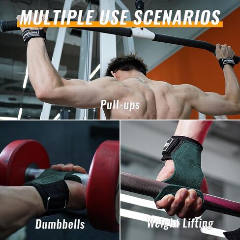 Wrist Straps for Weightlifting with Wrist Wraps,Leather Weight Lifting Wrist Wraps Grip Assistance Deadlift Straps Workout Gym Straps for Men and Women in Saudi Arabia