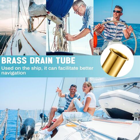 5 Pcs Brass Drain Tube 3 x 1 Inches Boat Drain Tube Plug Brass Boat Drain Plug Livewell Overflow Drain Tube for Boat Water Marine Transom Splashwell Livewell Transom Splashwell Installation in Saudi Arabia
