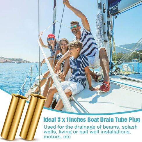 5 Pcs Brass Drain Tube 3 x 1 Inches Boat Drain Tube Plug Brass Boat Drain Plug Livewell Overflow Drain Tube for Boat Water Marine Transom Splashwell Livewell Transom Splashwell Installation in Saudi Arabia