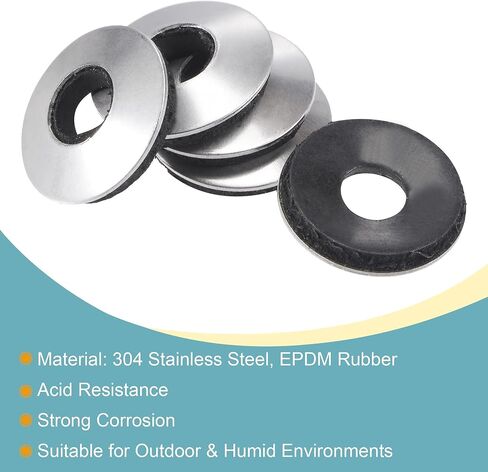 غسالات الختم المستعبدة من MECCANIXITY 12x4.2x2.8 مم من الفولاذ المقاوم للصدأ EPDM حشية لولبية مدعومة بالمطاط، حزمة من 200 in Saudi Arabia