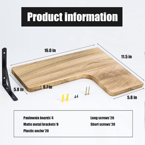 Corner Floating Shelves Wall Mounted Set of 4, Corner Shelves Wall Mounted for Wall Storage Wood Display Storage Wall Shelves for Living Room, Bedroom, Office, Bathroom,Kitchen & Decoration in Saudi Arabia