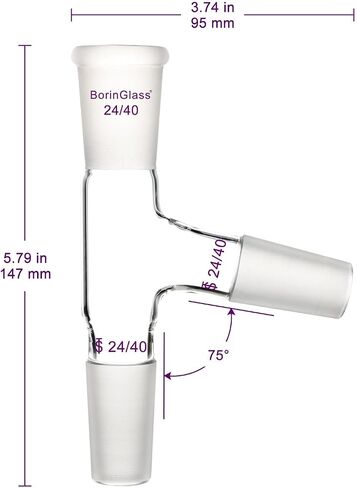 75 Degree Bent Distillation Adapter, Borosilicate Glass Distillation Glass Laboratory Adapter with 24/40 Inner Joint in Kuwait