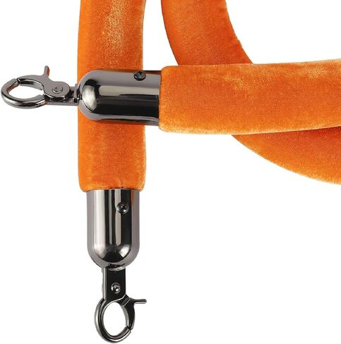 NovelBee 4 قطع من الحبال المخملية البرتقالية مع خطافات سوداء، حبال حاجز طابور بطول 5 أقدام، حواجز أمان من الحبال المخملية للتحكم في الحشود لتزيين الحفلات in Kuwait