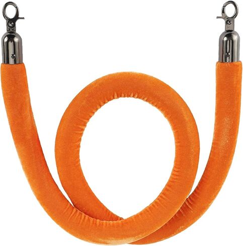 NovelBee 4 قطع من الحبال المخملية البرتقالية مع خطافات سوداء، حبال حاجز طابور بطول 5 أقدام، حواجز أمان من الحبال المخملية للتحكم في الحشود لتزيين الحفلات in Kuwait