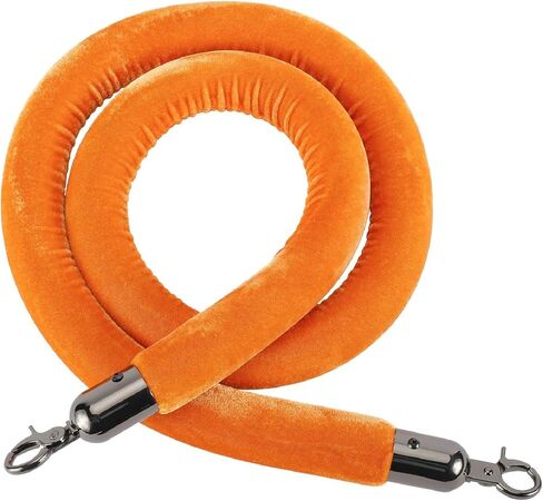 NovelBee 4 قطع من الحبال المخملية البرتقالية مع خطافات سوداء، حبال حاجز طابور بطول 5 أقدام، حواجز أمان من الحبال المخملية للتحكم في الحشود لتزيين الحفلات in Kuwait