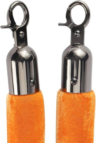 NovelBee 4 قطع من الحبال المخملية البرتقالية مع خطافات سوداء، حبال حاجز طابور بطول 5 أقدام، حواجز أمان من الحبال المخملية للتحكم في الحشود لتزيين الحفلات in Kuwait