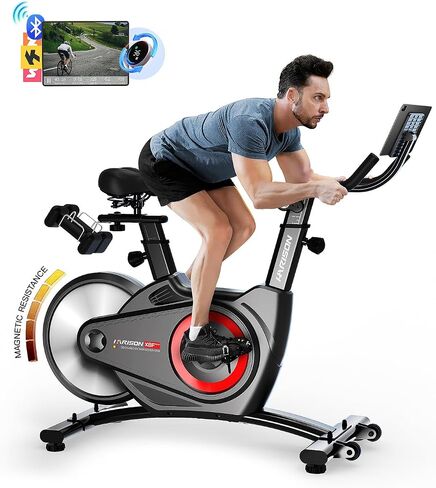 HARISON Electromagnetic Exercise Bike with Bluetooth, Workout Bike with 2 in 1 LED Display for Resistance Control and Data Record, Stationary bike for Home Gym 400 LBS Capacity, 36-Level Resistance in Saudi Arabia