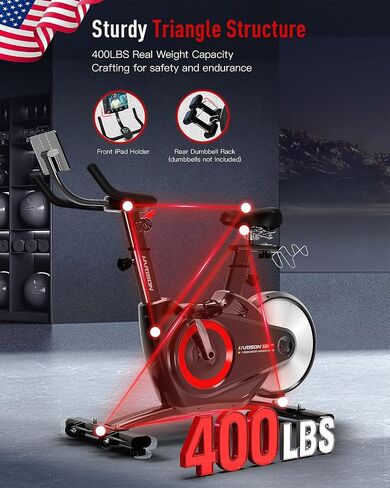 HARISON Electromagnetic Exercise Bike with Bluetooth, Workout Bike with 2 in 1 LED Display for Resistance Control and Data Record, Stationary bike for Home Gym 400 LBS Capacity, 36-Level Resistance in Saudi Arabia