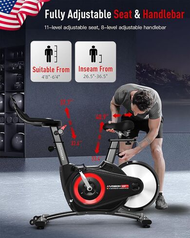 HARISON Electromagnetic Exercise Bike with Bluetooth, Workout Bike with 2 in 1 LED Display for Resistance Control and Data Record, Stationary bike for Home Gym 400 LBS Capacity, 36-Level Resistance in Saudi Arabia
