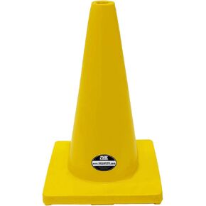 18" PVC Traffic Safety Cones Yellow, Yellow Base, 6 Cones