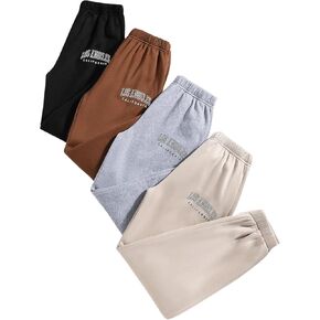 SHENHE Girl's 3 Pack Letter Graphic Sweatpants Elastic Waist Sports Workout Joggers Pants