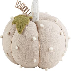 Mud Pie Taupe, 8" x 6" Dotted Stuffed Pumpkin, Gray