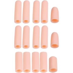 15 Pcs Gel Finger Cots, Finger Protector Brace, Silicon Tubes Insulation Fingerstall Sleeves Support Gloves Pain Relief for Trigger Finger, Hand Eczema, Finger Cracking, Finger Arthritis