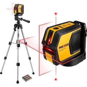PREXISO Laser Level with Tripod & Plumb Bob Laser Red Dot - IP54 Wide Angle Laser Level Self Leveling - 50Ft Cross Laser Line Tool for Construction, Ceiling Alignment, Floor Tile with Magnetic Base