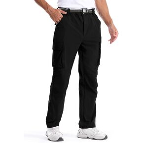 Men's Cargo Pants, Quick-Dry Lightweight Work Hiking Pants, with Belt and 6 Pockets for Outdoor Activities