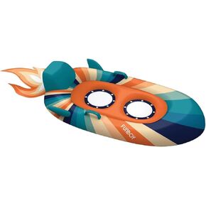 FUNBOY Winter Kids Inflatable Snow Sled, Rocket Groovy