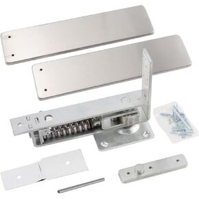 Double Action Spring Hinge with Cover Plates,Top Pivot Hinge for Wood Door,self-Closing & Unique Stop.Load Max 100lb Door