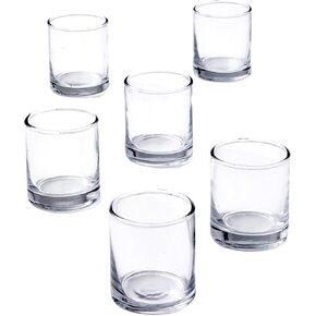 Serene Spaces Living Set of 36 Clear Glass Votive Candle Holders, Ideal for Wedding Decorations, Parties, Events, Christmas Dinner Tablescape, 3" Tall and 2.5" Diameter