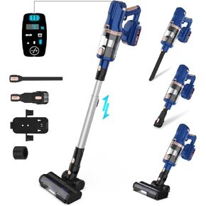 Cordless Vacuum Cleaner, 300W 30Kpa Cordless Stick Vacuum with LED Display, Up to 60mins Runtime, 4000mAh Battery Cordless Vacuum, 6 in 1 Light Vacuum Cleaners for Home Pet Hair Carpet Floor, V11