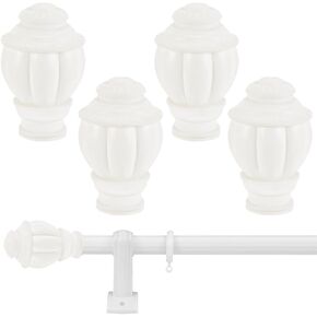 AHANDMAKER 4 Pcs Curtain Rod Cap Finials, Plastic Curtain Rod End Cap, Vintage Window Curtain Rod End Plug, Curtain Rod Covers Decorative Caps for 1.1Inch Outer Dia Curtain Rods, Gold