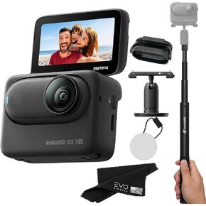 Insta360 GO 3S 128GB - كاميرا صغيرة مقاومة للماء مع فيديو بدقة 4K 3840x2160 وصورة 4000x3000، وتثبيت FlowState، وتحرير AI، وAction Pod | (128 جيجابايت أسود + دراجة + عصا سيلفي (حزمة الدراجة)) in Saudi Arabia