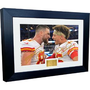 Travis Kelce & Patrick Mahomes Kansas City Super Bowl LVII 57 Winners Autographed Signed 12x8 A4 Photo Photograph Picture Frame American Football Poster Gift