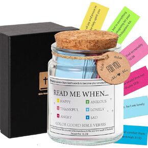 Bible Verse Jar, Read Me When Bible Verses Jar for Emotions and Feelings, Scripture Prayer Hope Jar, Bible Verses in a Jar Christian Gifts for Women Men Christmas Gifts