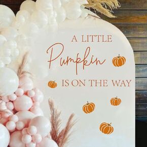 A Little Pumpkin is on The Way Gender Reveal Party Decor Sign Boho Fall Baby Shower Wall Stickers Rustic Wall Decor for Balloon Arch Backdrop Photo Props