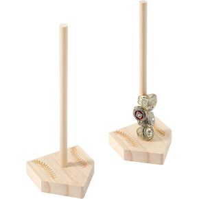 2 Sets Baseball Wooden Ring Holder Softball Championship Ring Holder Stand Baseball Ring Display Stand Stacked Ring Storage Organizer Birthday Gift for Kids Dad Grandpa