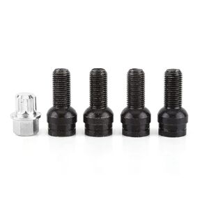 Wheel Lug Nut Kit, 4pcs Steel Wheel Bolts Set 4+1 M14*1.5mm Locking Wheel Bolts Nuts Set Black Wheel Bolt & Lock Lug Nut with Key