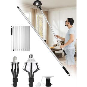 Light Bulb Changer for High Ceilings, 12FT Light Bulb Changer,Effortless High Reach Light Bulb Changer, Lightweight High Ceiling Light Bulb Changer with Pole