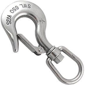 Ranbo 304 Stainless Steel Swivel Eye Snap Lobster Lifting Clasp snap Hook with Latch 1400 LB Working Load Limit (5/16 inch)