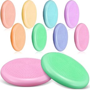 Libima 8 Pcs Wiggle Seat for Sensory Kids Inflated Wobble Cushion Sensory Seat Dual-side Massage Flexible Seating for Classroom, Balance Disc with Needle Pump Wobble Cushion