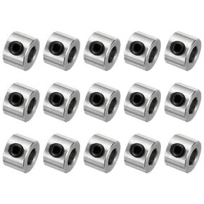 uxcell 15pcs Set Screw Collars 5mm Bore Shaft Collars, 10mm OD, 7mm Width, Drill Stop Collar, Stainless Steel Drill Bits Depth Collars