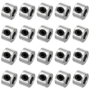 uxcell 20pcs Set Screw Collars 5mm Bore Shaft Collars, 10mm OD, 7mm Width, Drill Stop Collar, Stainless Steel Drill Bits Depth Collars